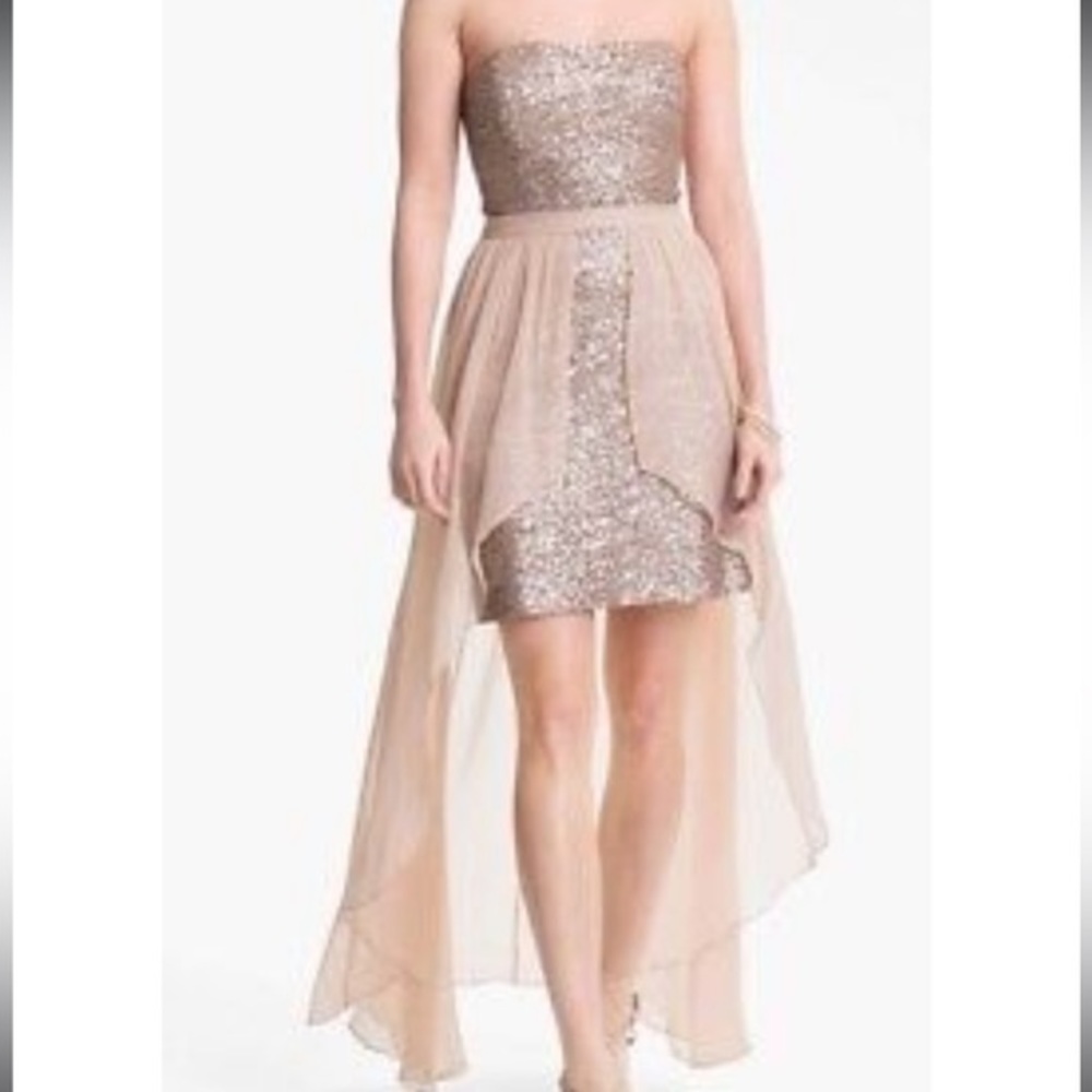Aidan by Aidan Mattox Dress Strapless Sequin Dress‎ Sheer Maxi